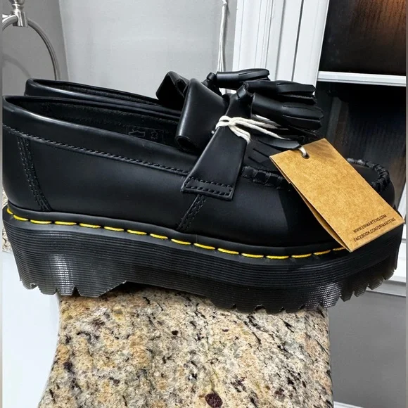 🖤🆕Dr. Martens Adrian Bex Smooth Leather Platform Tassel Loafers, Size 6🖤 - Picture 5 of 16
